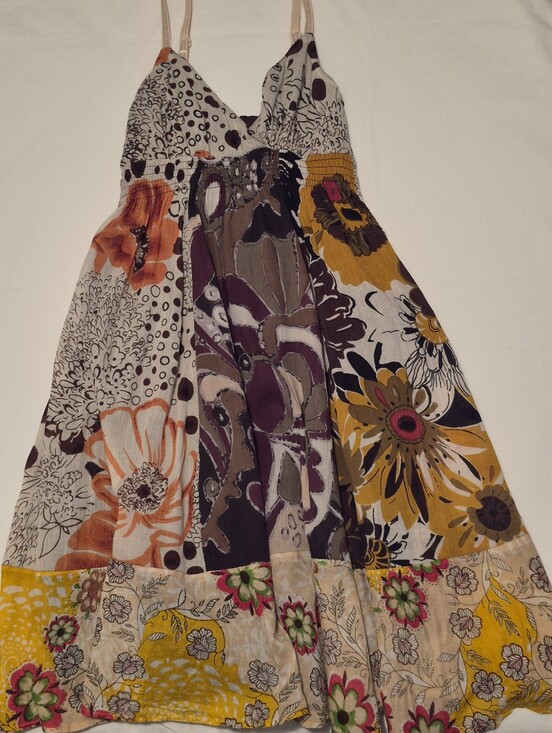 Urban Heritage Dresses & Skirts - Urban Heritage Floral Patchwork Sundress - Yellow, Brown, Cream